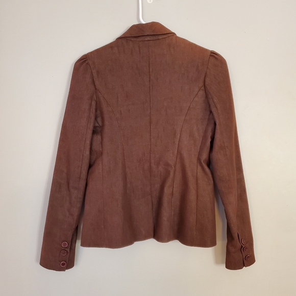 Izzue womens blazer suit jacket XS brown lined pocket button collar - Picture 5 of 7